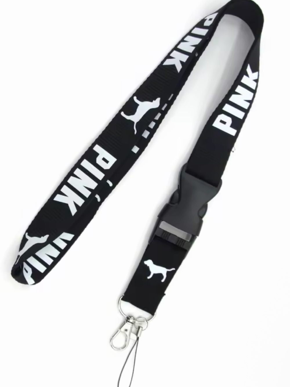 PINK Logo Lanyard with Silver Hardware